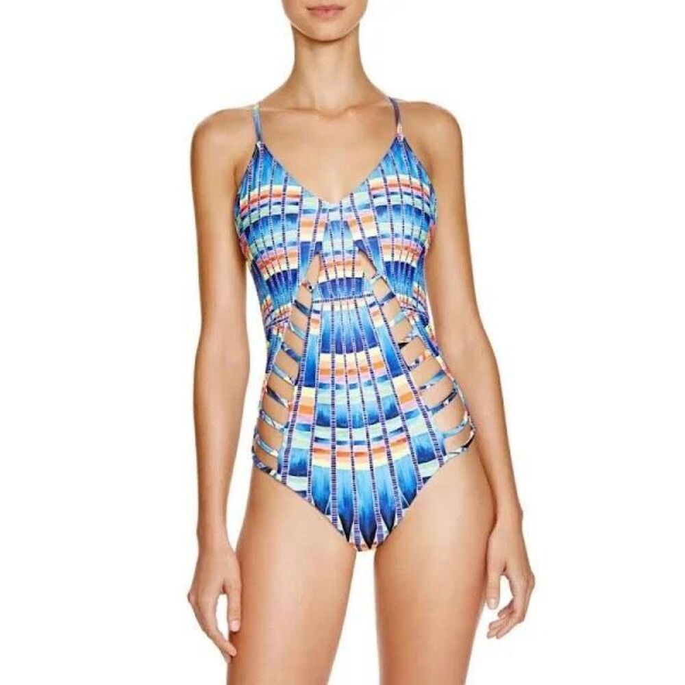 Mara Hoffman Azure Flight Lattice One Piece Swimsuit NWOT Size M